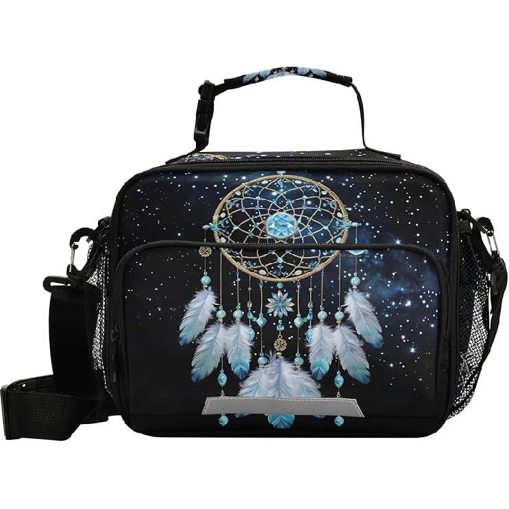 Dinosaur Animal Print Yellow Lunch Box Boys, Lunch Bag for Kids School Insulated Tote Bag Cooler Tote with Adjustable Shoulder Strap for Girls