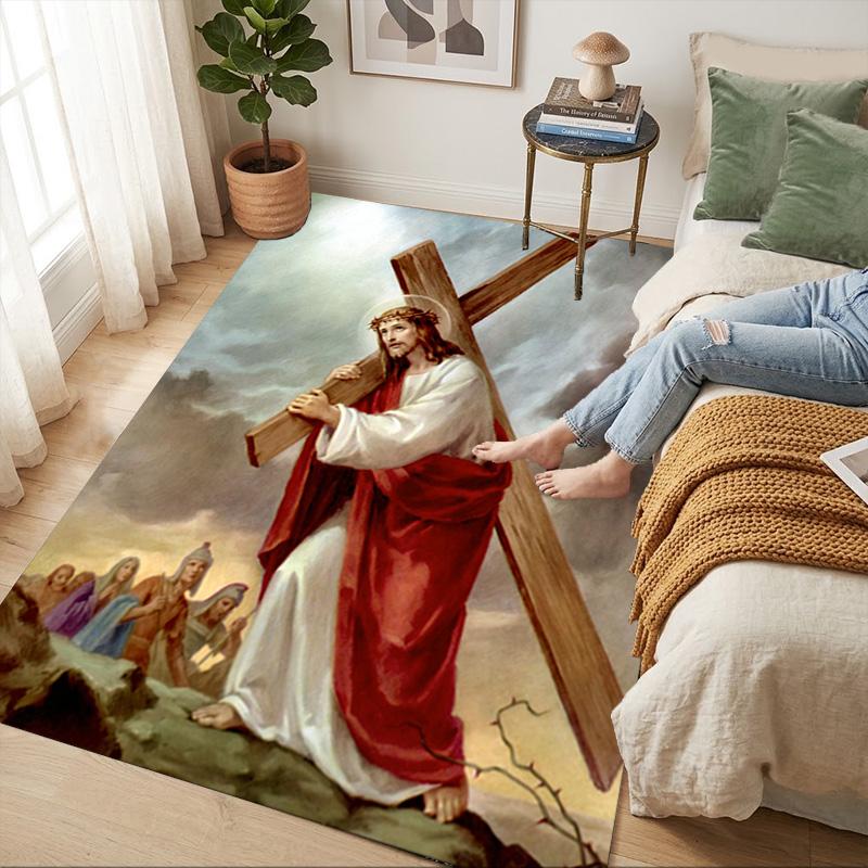 Christ'S Passion Living Room Nonslip Area Rug Soft Carpet For Bedroom Game Playroom Sofa Office Home Decor Doormat Christmas Gift C9301524