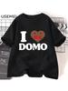 I Love Domo Kun Gesicht T-Shirt Cartoon Funny Graphic T Shirts Cotton Short Sleeve Tee Shirt Woman Oversize Basic Tops Tee