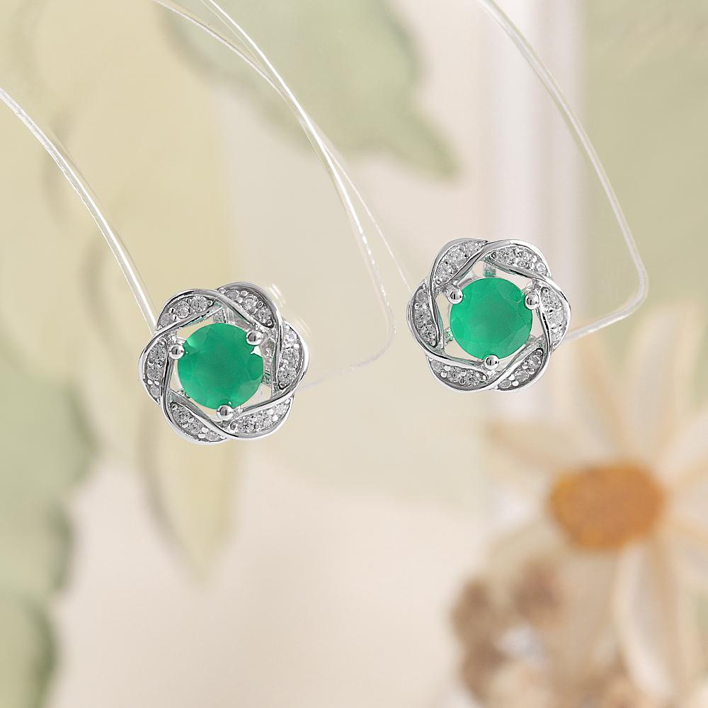 Elegant Flower Shape Design 925 Sterling Silver Earrings Natural Round 5.0mm Agate Fine Jewelry for Women's Party Birthday Gifts