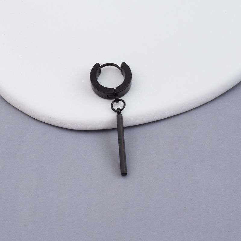 

One Word Men Twin Sweet Cool Girl Piercing-Free Earrings Wide Face Ear Buckle Black Single