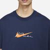 Nike Crew Neck Pullover Solid Color Printed Short Sleeve T-Shirt Men Tops Navy-Blue DV9141-410