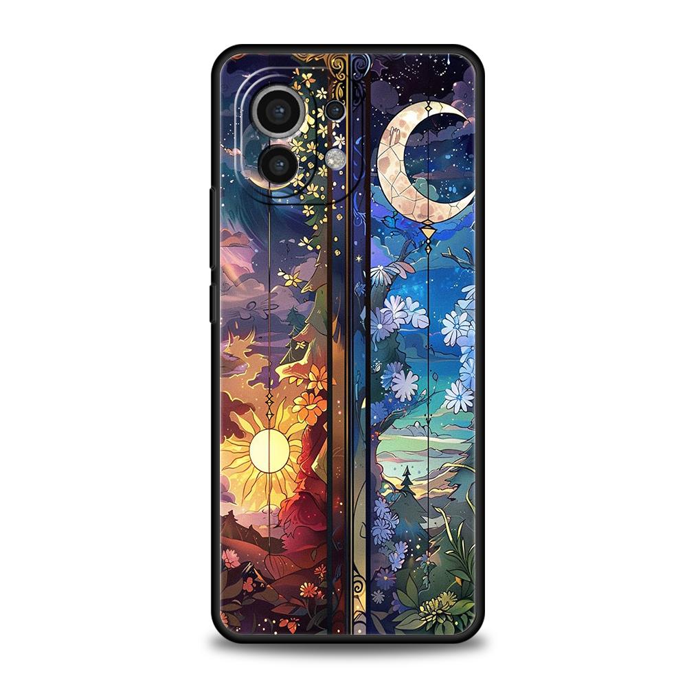 Phone Case Cover for Xiaomi Poco F7 F6 F5 F4 F3 X7 X6 X5 X4 X3 NFC M4 C51 C55 GT Pro Soft TPU Beautiful Sun Moon Glass Pattern