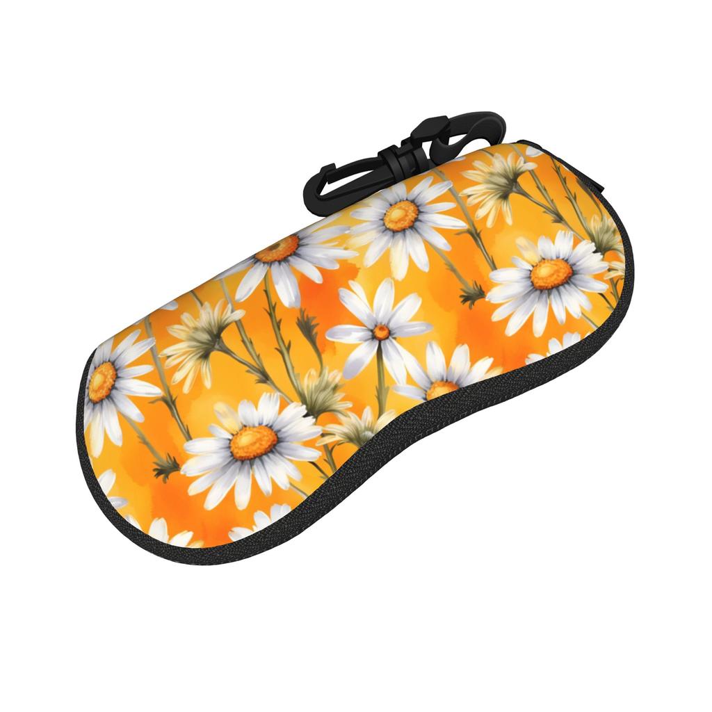 Daisy Flower Glasses Case Women Men Waterproof Zipper Glasses Protector Protector Eyewear Container