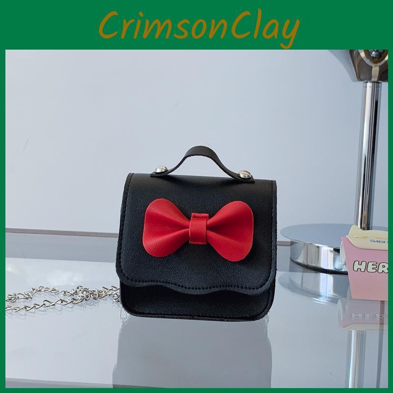 Fashion Girl Toddler Mini Crossbody Bag Pu Coin Purse With Butterfly Decor Bow