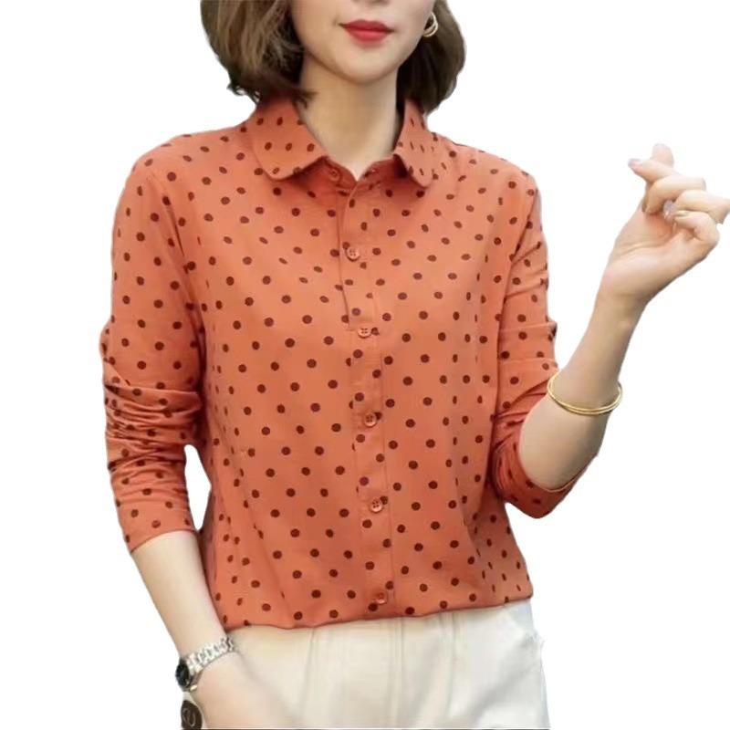 Women S Long Sleeve Turn Down Collar Plus Size Striped Slim Fit Blouse Spring Casual