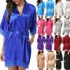 Silk Plain Womens Satin Robes Bridal Wedding Bridesmaid Bride Gown Robe Bath