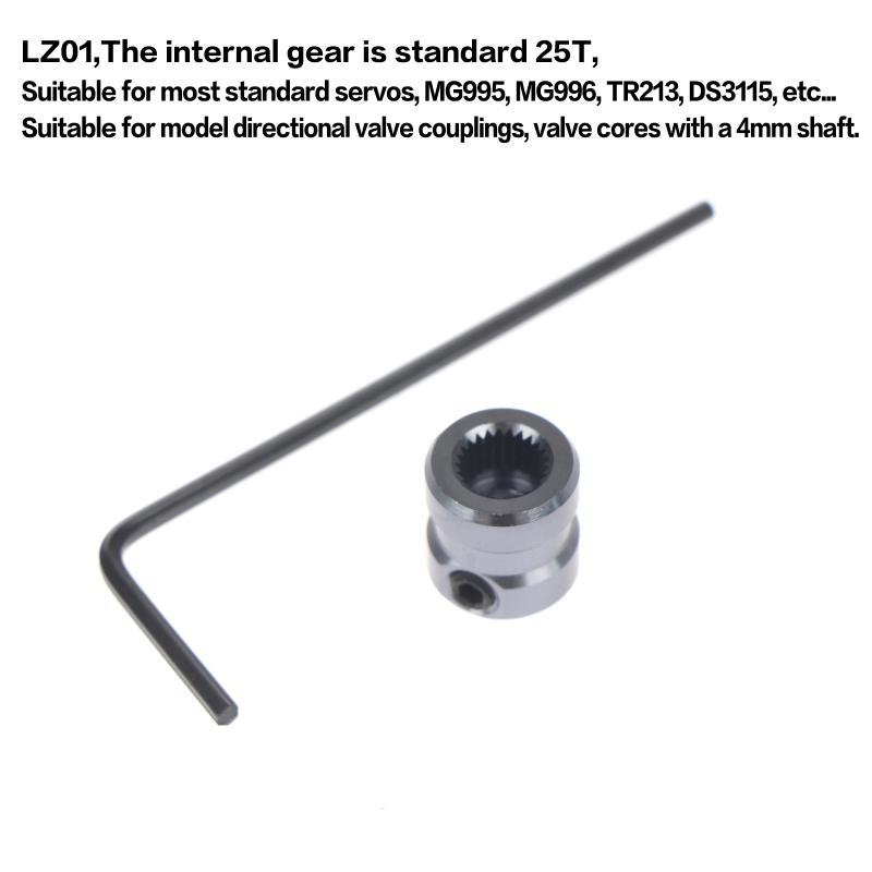Aluminum Alloy Lz02 5*25T Standard Steering Gear Coupling For Spool 4Mm Shaft For Diy Models Hobby