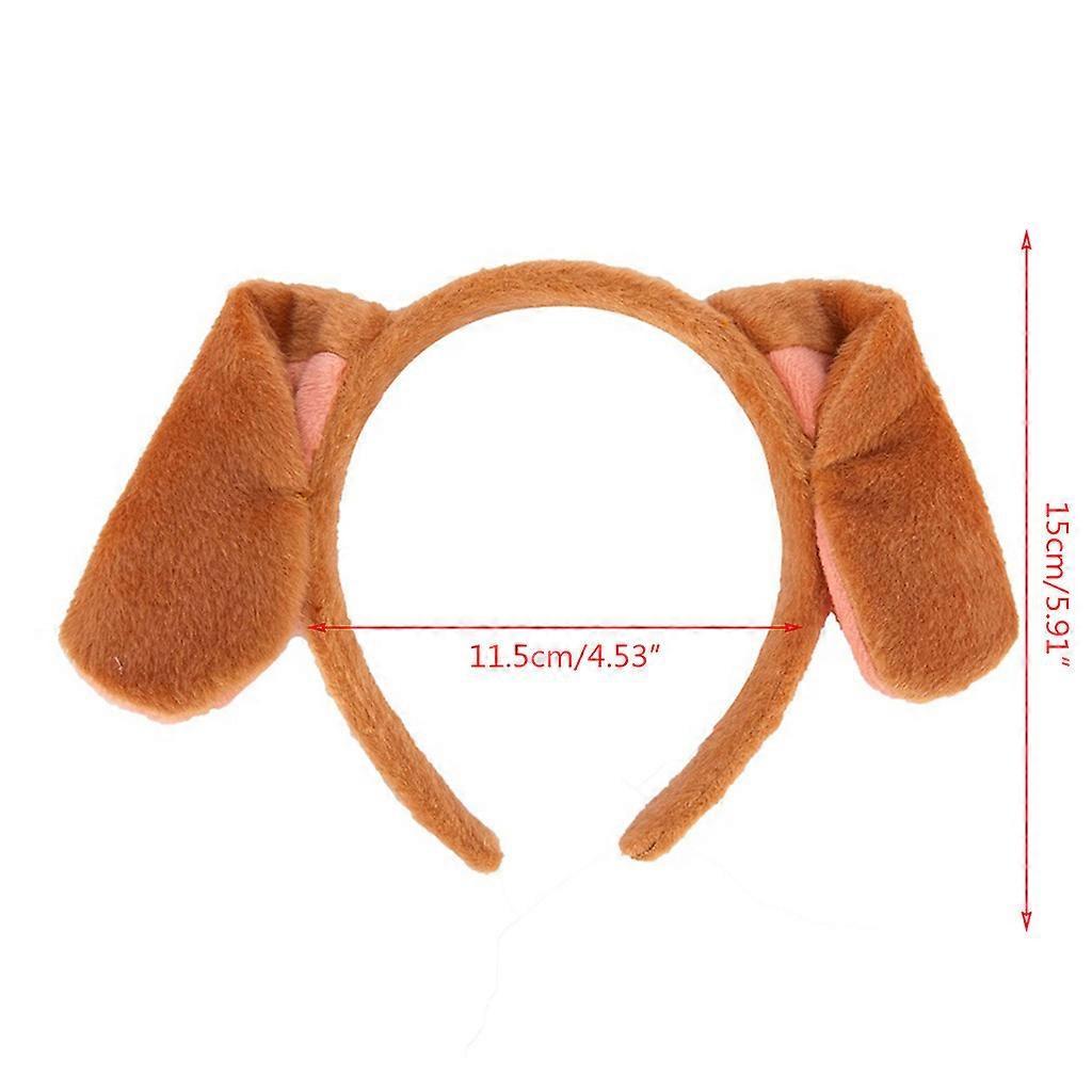 Cartoon Cute Headband Spotted Puppy Ear Shape Hair Hoop Plush Headpiece Halloween Party Cosplay Costume Prop Unisex Yellow