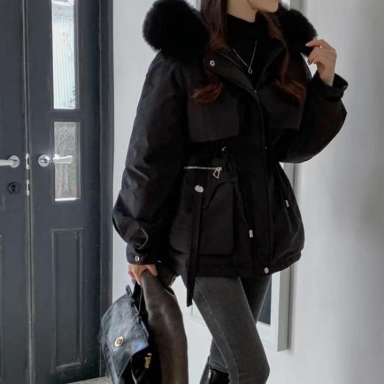 New Design Winter Korean Fashion Women Overcoat Vintage Aesthetic Loose Thick Coat Female Hoodie Casual Warm Elastic Waist Long Sleeve