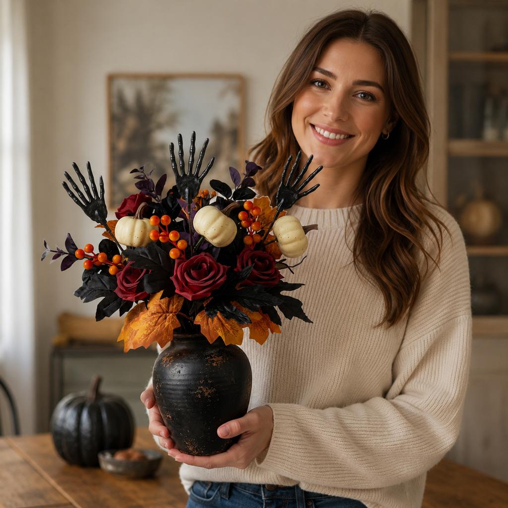 Halloween Decorations Faux Pumpkin Branch Bouquet for Party and Home Decor
