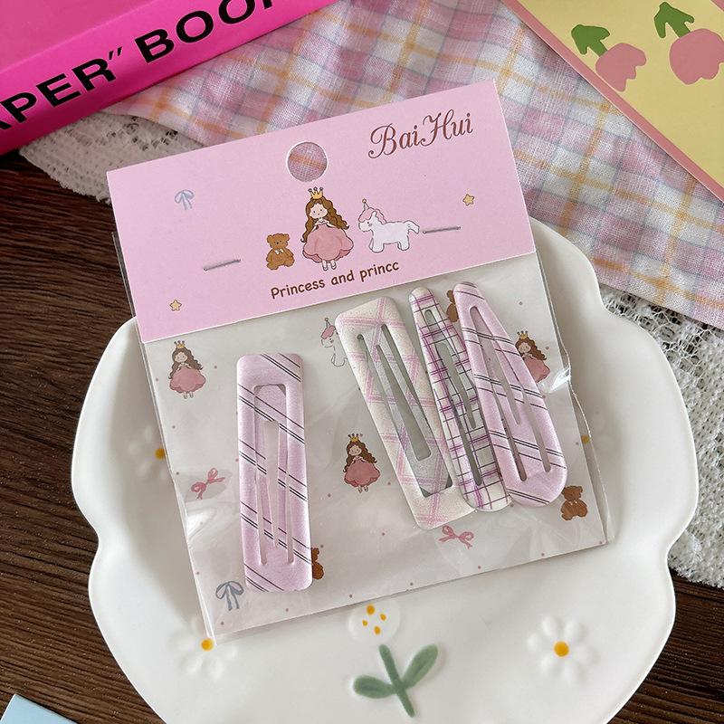 4pcs Multicolor Polka Dot Plaid Hair Clips for Children Kids Girls Hairpins Bangs Side Clip Barrettes Headwear Hair Accessories