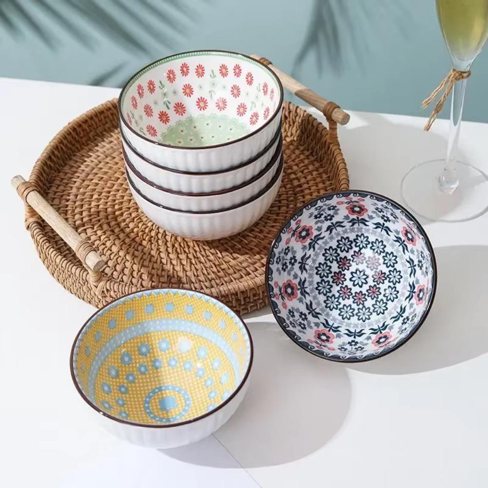 Exquisite Figure Porcelain Bowl Set Dessert Salad Snack Bowl Kitchen Noodle Bowl Tableware Gift Box Microwave Safe Festival Gift