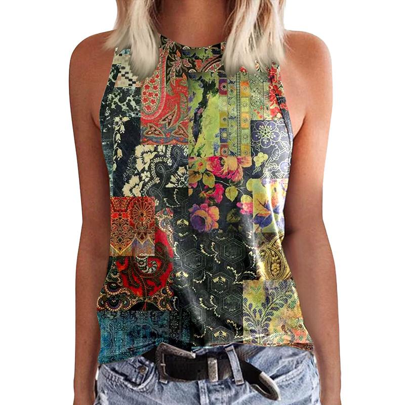 Summer Little Daisy Patchwork 3D Print Tank Top Women Streetwear Y2k Tops Oversized Vest Off Shoulder Sleeveless Woman Camisole
