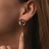 K Gold Plated Circle Design Earrings With Colorful Zircon Vintage Style