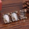 Luxury Designer Transparent Crystal Earrings Stud Ring Square Winding Gold Color Vintage Jewelry High Quality Accessories