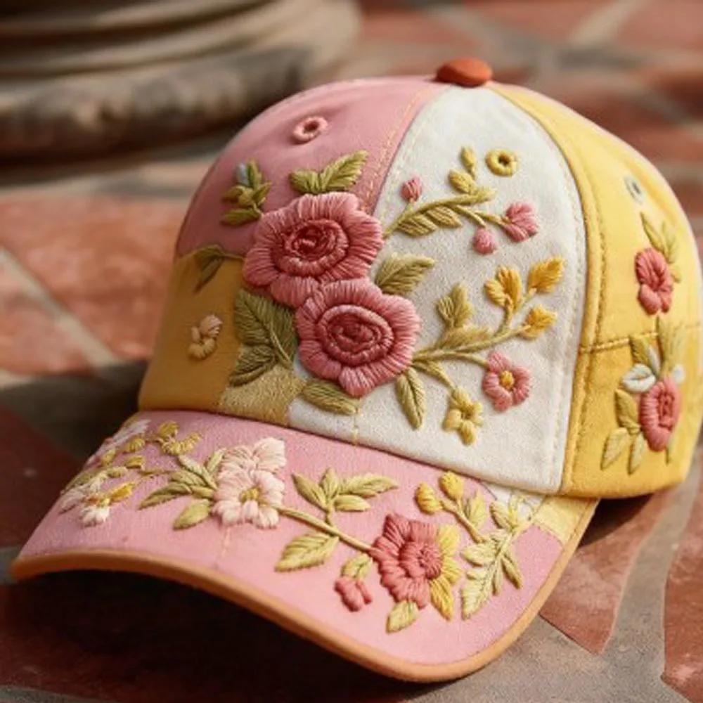 Yiran bag Elegante En Elegante Dames Baseball Creatief Cadeau Polyester Unisex Hoed Vintage Ademende Bloemenpet Retro Geborduurde Hoed