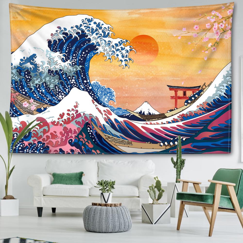 Гобелен «Оранжевое солнце и волны» — фото 5