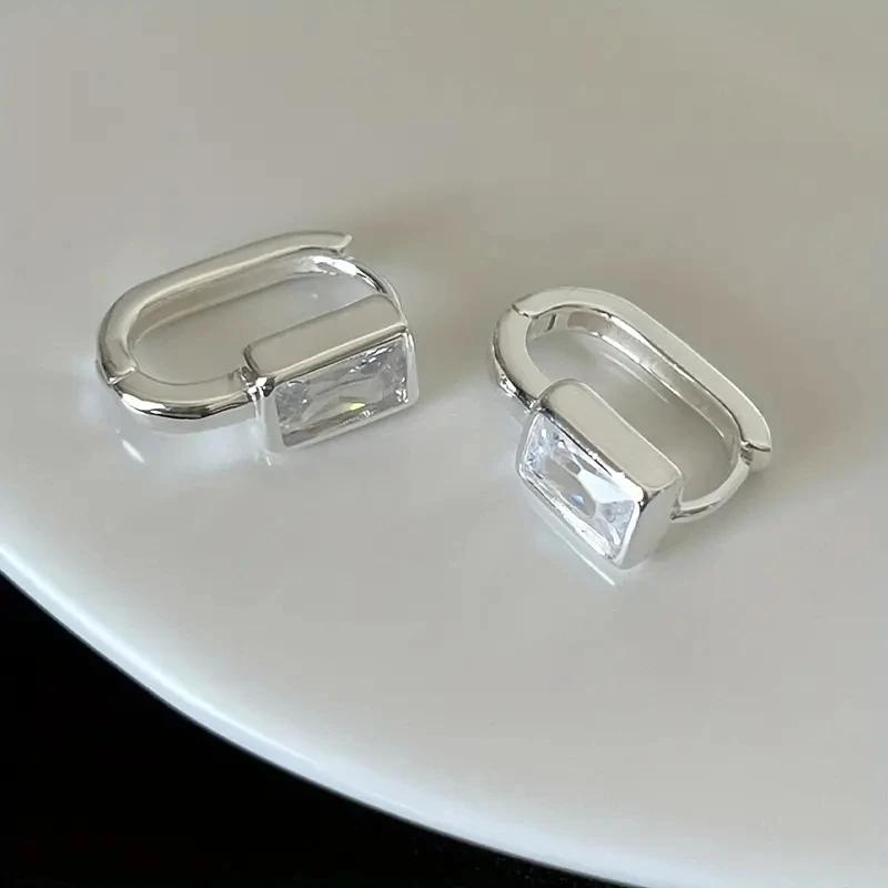 

CAOSHI Stylish Lady Hoop Earrings with Bright Zirconia Gold Color/Silver Color Jewelry Fashion Lady Daily Wearable Accessories