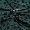 Green Leopard Print Chic Women Dress High Waist Long Sleeve V Neck Long Dress