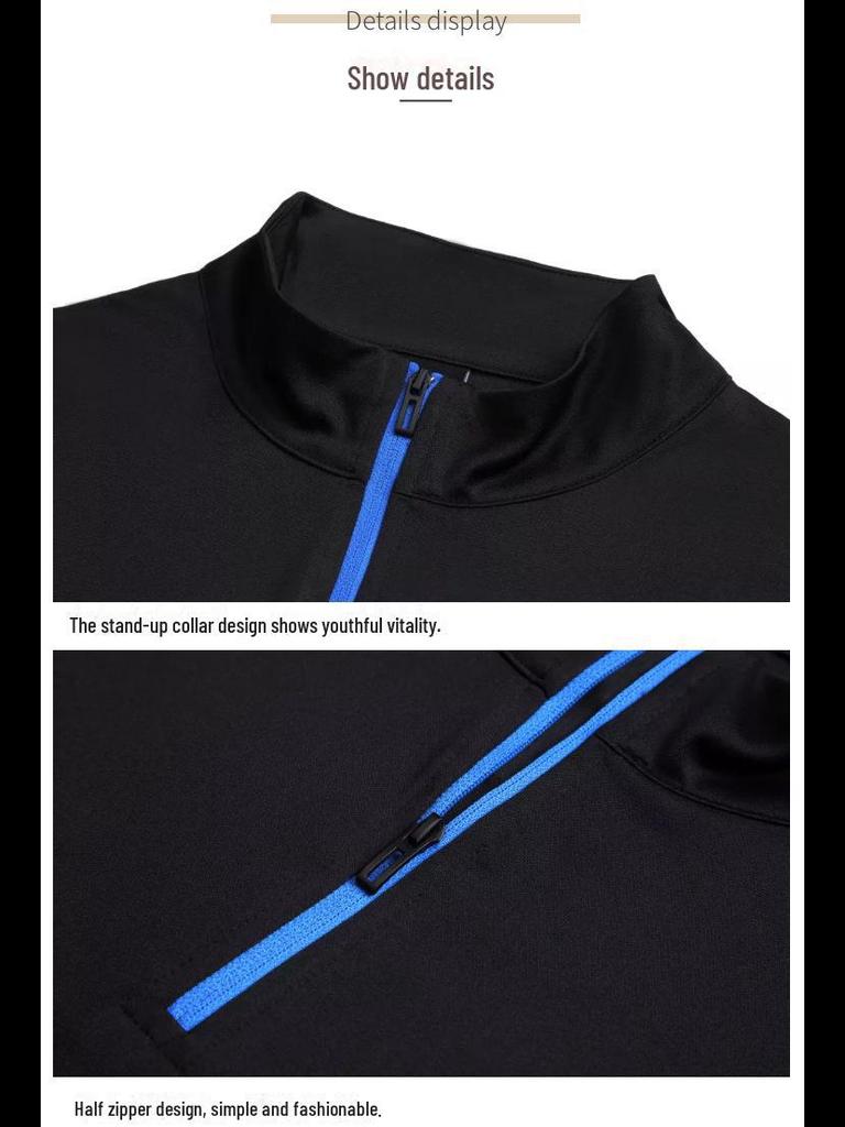 Vyriškas futbolo treniruočių kostiumas su pusiau užtrauktuku ilgomis rankovėmis rudeniui/žiemai - studentų klasės uniforma su spaudiniu dizainu