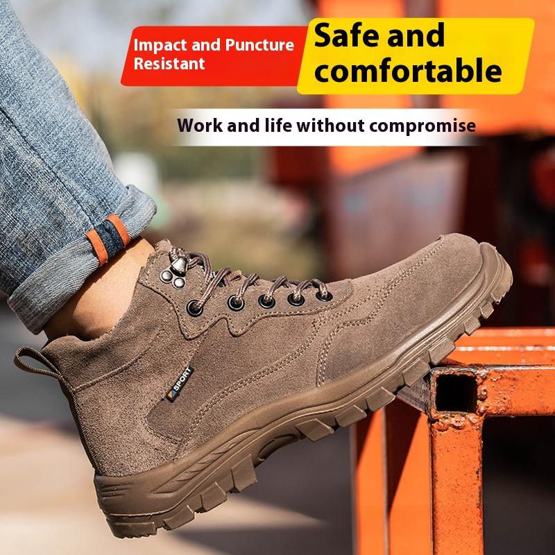 Men's Labor Protection Shoes, Anti-smash and Anti-puncture Breathable Lightweight Safety Shoes, Wear-resistant Soft-soled Work Shoes