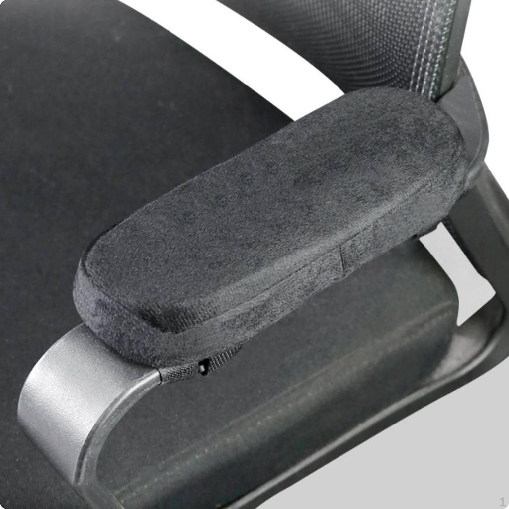 Strapped Armrest Pad Attached Straps Soft Rounded Rectangular Black