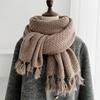 Solid Color Winter Cashmere Scarf Waffle Pashmina Shawl Wrap New Wool Scarves  Gifts