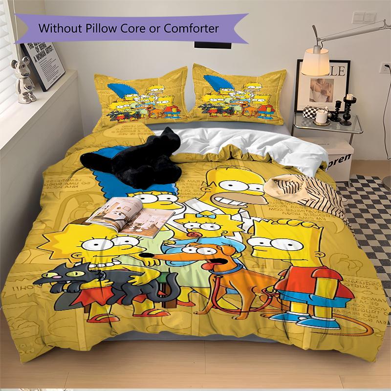 3Pcs Simpsons Family Adventure Bedding Sets For All Sizes New 3D Printed Bed Cover Comforter Duvet Cover Pillowcase Bedroom Decoration