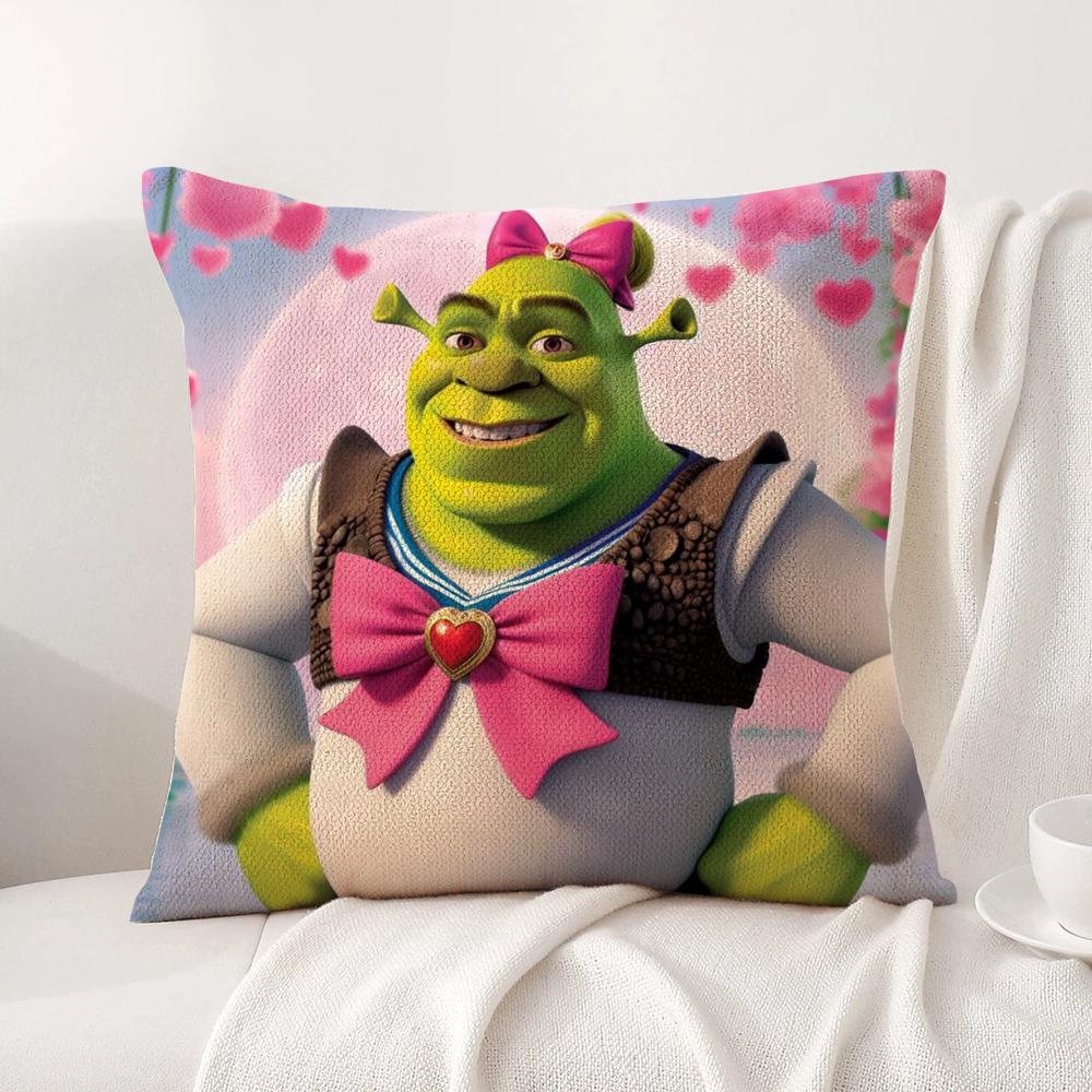 Funny Cartoon S-Shreks Pillow Case Natural Linen Organic Fabric Double-Sided Printing Breathable Perfect For Home Decor