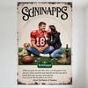 Vintage Schinapps Beer Ad Metal Tin Sign, Sports-Themed Retro Man Cave Decor with Golden Retriever, Football & Sneakers, Home Ba
