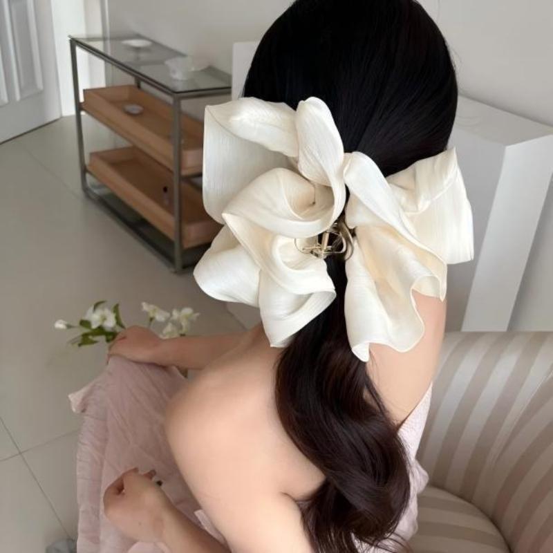 Soft Pleated Chiffon Flower Banana Hair Clips Anti Slip Elegant Barrettes Women Daily Wedding Party Hair Accessories