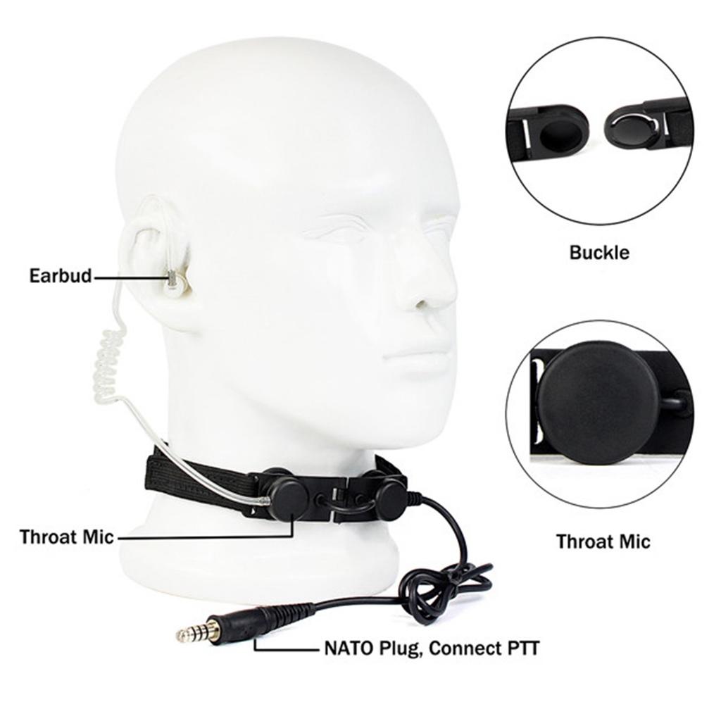 Z Tactical Throat Mic Z003 Air Tube Headset with U94 PTT for Two Way Radio BaoFeng UV-5R UV-5X UV-82 TYT TH-UV8000D Retevis H777
