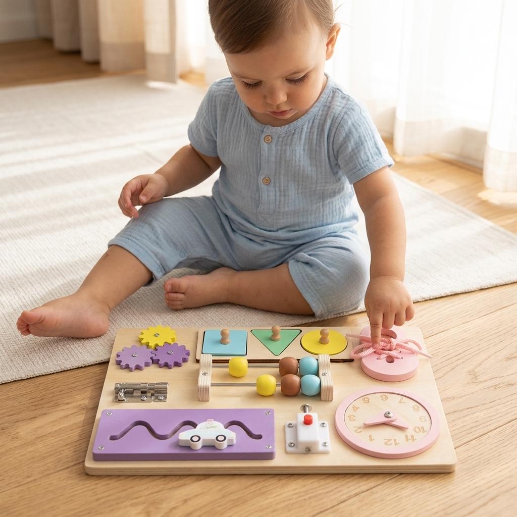 Montessori Locking Toy Busy Board For Toddlers Educational Fine Motor Skills Training