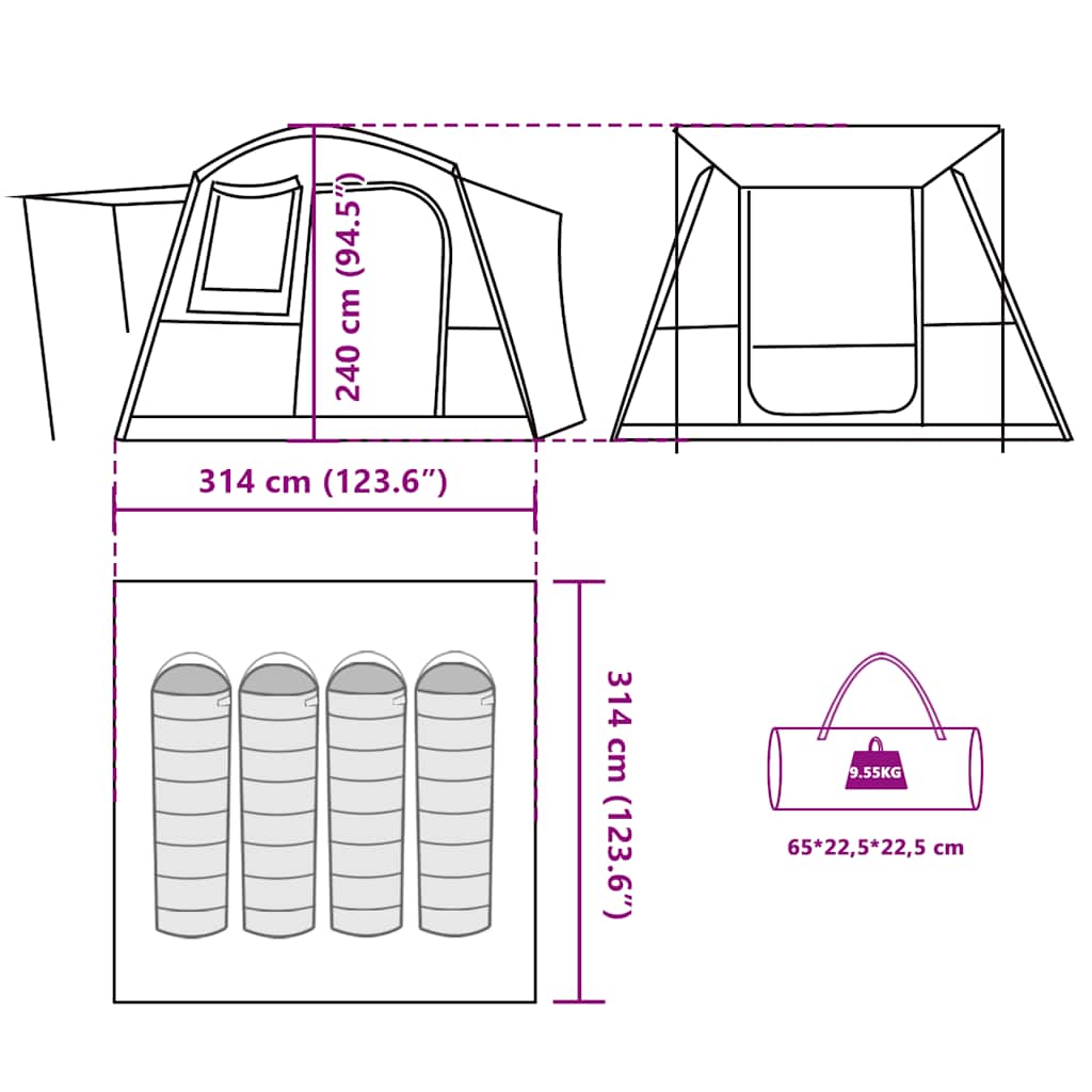 Car Tent for 4 Persons Green Waterproof
