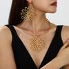 Jewelry E-commerce Supply Gold Metal Hollow Flower Earrings Collar Set Necklace Earrings