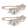 2Pcs Rhinestone Brooch Pins Multi Purpose Exquisite Workmanship Fashion Design Blue Brooches Jewelry for Parties Daily