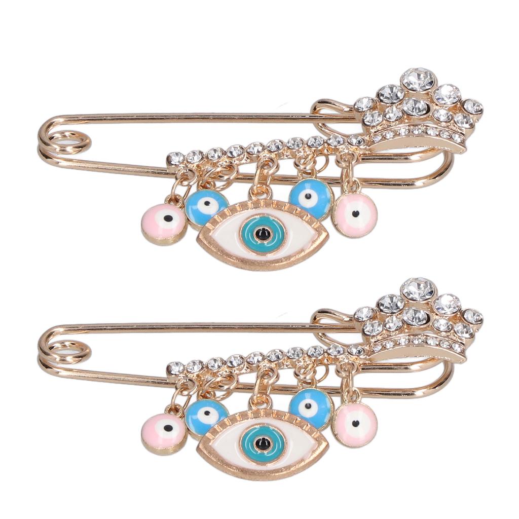 2Pcs Rhinestone Brooch Pins Multi Purpose Exquisite Workmanship Fashion Design Blue Brooches Jewelry for Parties Daily