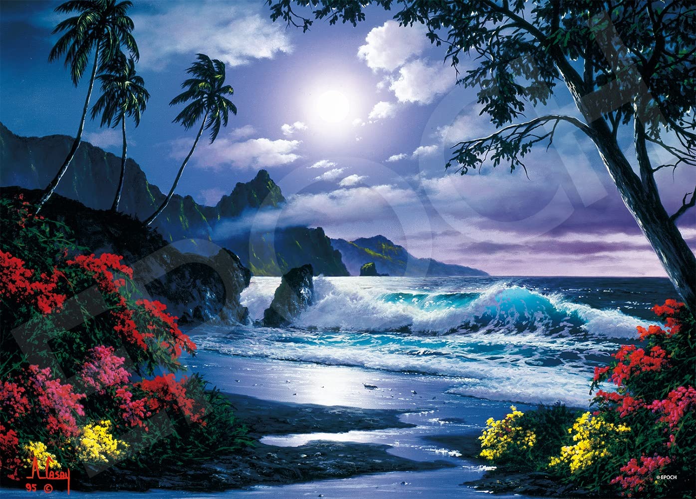 

Epoch Jigsaw Puzzle Marine Art Moonlight Over the Shore with and Score Ticket 500-Piece Illustration/Art (38x53cm) 07-729s Glue, Spatula,