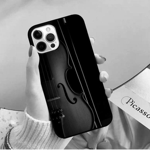 Black And White Violin Cello Phone Case Back Cover for iPhone 17 Air 16 15 14 13 11 12 Pro Max PlusS Shell Coque