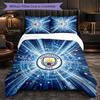 Set Lenzuola Manchester City Modello 3 Pezzi Morbida Copripiumino in Microfibra con Federe per Camera da Letto