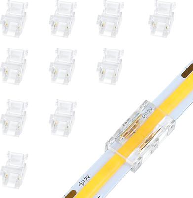 10 STÜCK LED-Verbinder 2-polig 8/10mm, Strip-to-Strip-Verbinder Transparent Lötfrei, Unverdrahteter Spaltloser Bandlichtverbinder
