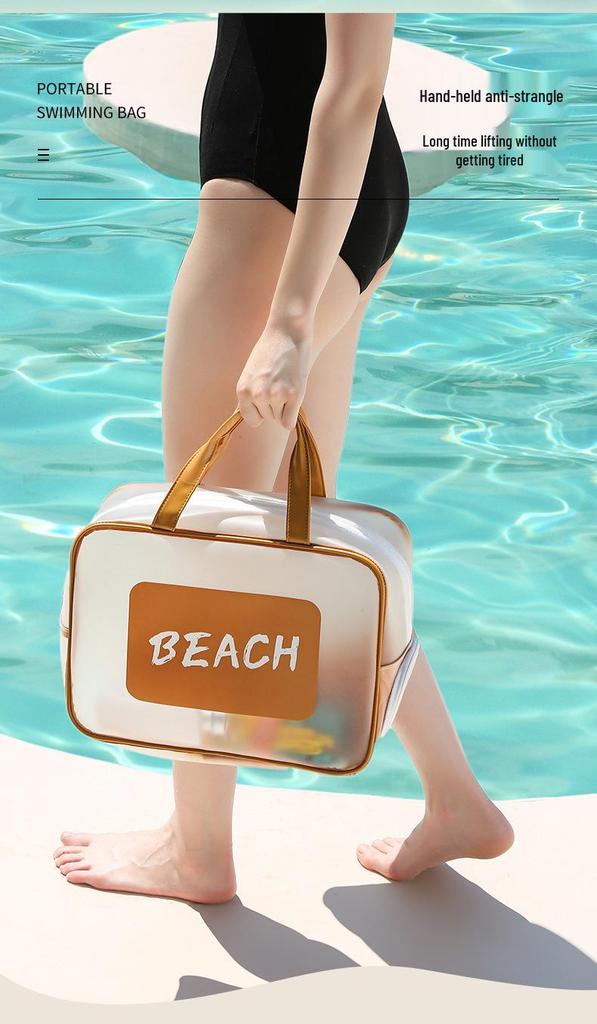 Transparent Waterproof Toiletry Bag - Large Capacity for Men, Wet/Dry Separation, Swimsuit Storage, Portable Travel Organizer