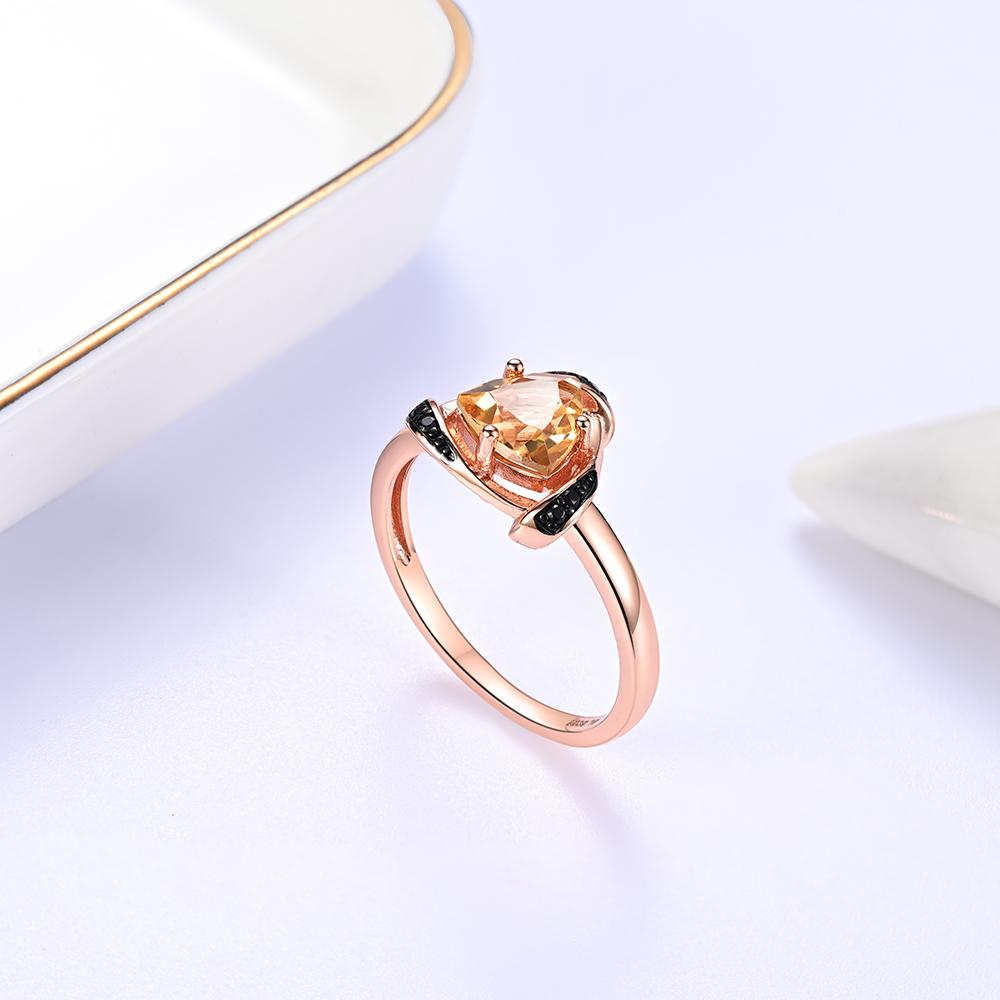Simple design 925 sterling silver women's Ring Triangle 7.0mm Natural Citrine gemstone fine jewelry for anniversary banquet wear