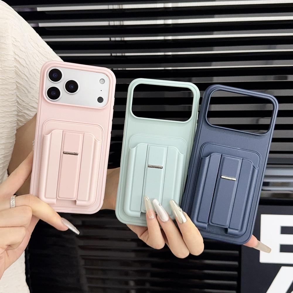 KEYSION Stoßfeste Handyhülle für iPhone 13 14 15 Pro Max 14 15 Plus Silikon+PC Kartensteckplatz Halter Tasche Ständer Rückseite