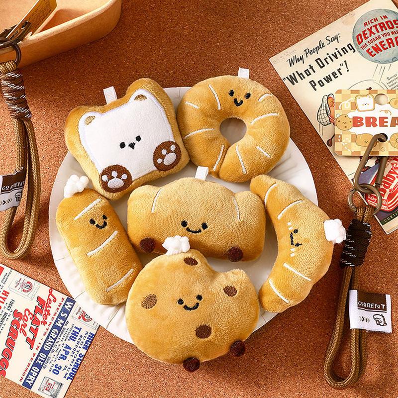 1PC Cute Backpacks Soft Decorative Bread Keychain Durable Sturdy Practical Plush Wallets Delicate Touch Gift