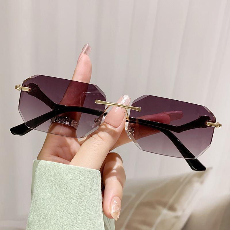 Leopard Style Frameless Sunglasses With Uv400 Protection For Stylish Outings And Driving