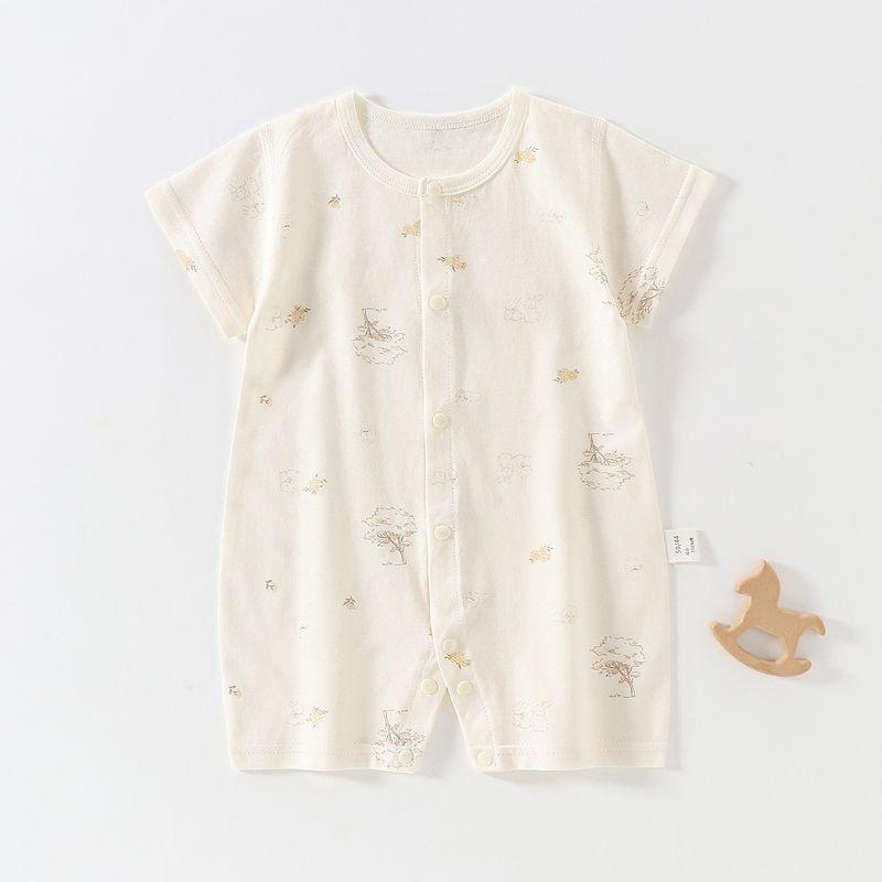Summer Pure Cotton Baby Jumpsuit Pajamas Newborn Infant Class a Clothing Baby One-Piece Crawling Suit Maple([100% Pure Cotton]) 59 (100 Cotton)