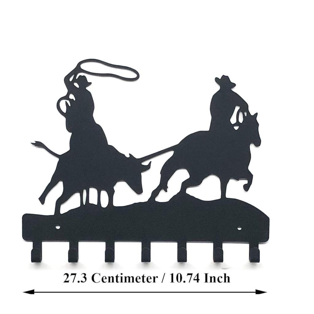 RSINC Robuster Cowboy-Rundup Schlüsselhalter / Kleiderhaken / Dekorativer Metallhaken / Handtuchhalter / Badezimmerhaken / (Schlüsselhalter mit 7 Haken) | D2 Schlüsselanhänger