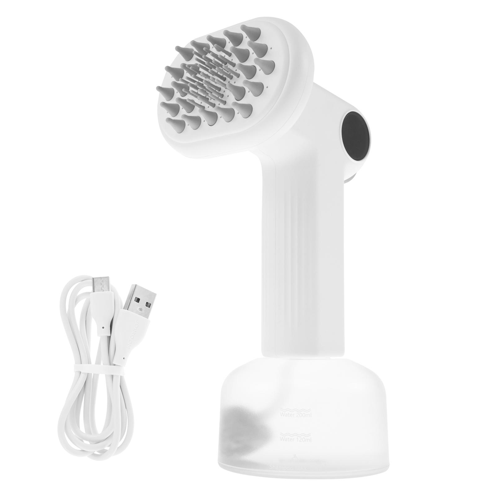 

Электрическая автоматическая щетка для купания собак, мягкая силиконовая массажная щетка для домашних животных, 100 мл, дозатор шампуня, пенящаяся щетка для душа для кошек и собак белый